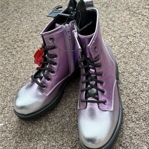 Wonder Nation Purple and Silver Combat Boots